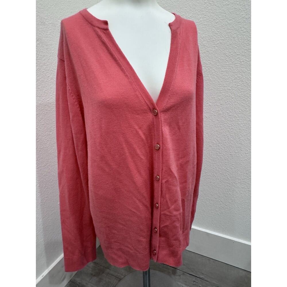 Pendleton Merino Wool Woman Cardigan Coral Size XL